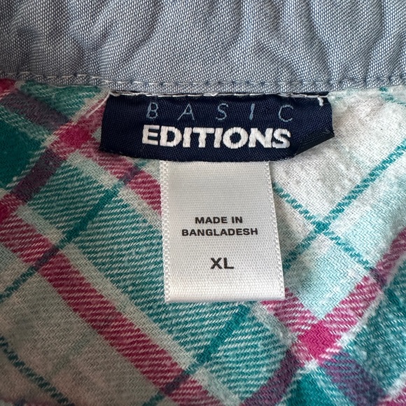 Basic Editions Kids Blue and Pink Plaid Shirt - Picture 4 of 6